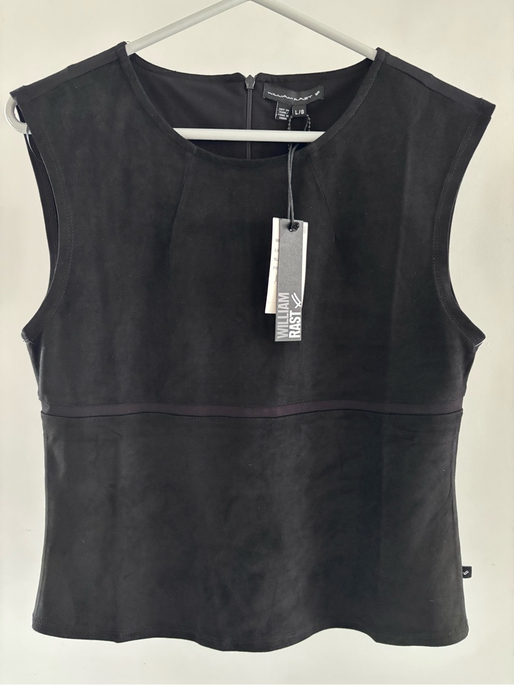William Rast Black Sleeveless Suede-Look Top